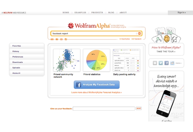 Wolfram Alpha вече анализира Facebook страници 