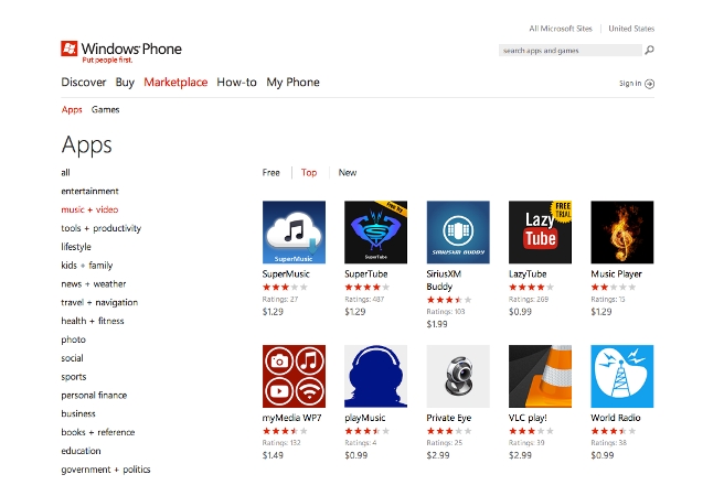 Windows Phone Store е новото име на Windows Phone Marketplace 