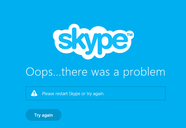 Skype: Ooops... Има проблем, моля опитайте отново
