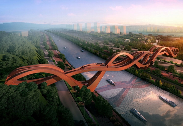 Снимки на невероятния футуристичен мост над Чангша в Китай