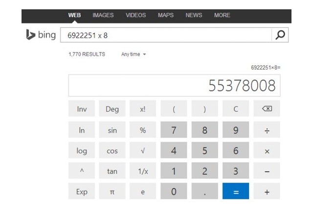 Bing вече има научен калкулатор