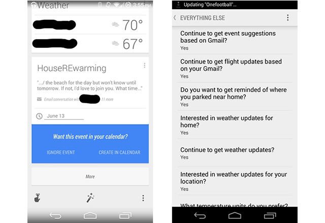 Google Now с интеграция на Gmail и Календара