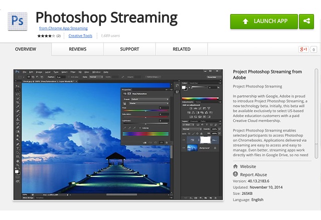 Adobe е готова с Chrome приложението си Photoshop Streaming
