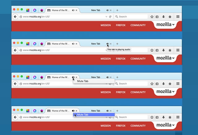 Mozilla работи по функция за откриване на шумни раздели във Firefox