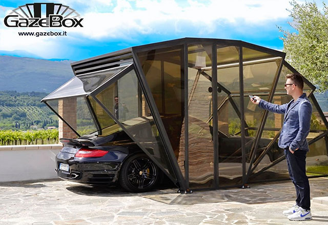 GazeBox е олекотена конструкция, която ще предпази автомобила ви от слънце и дъжд