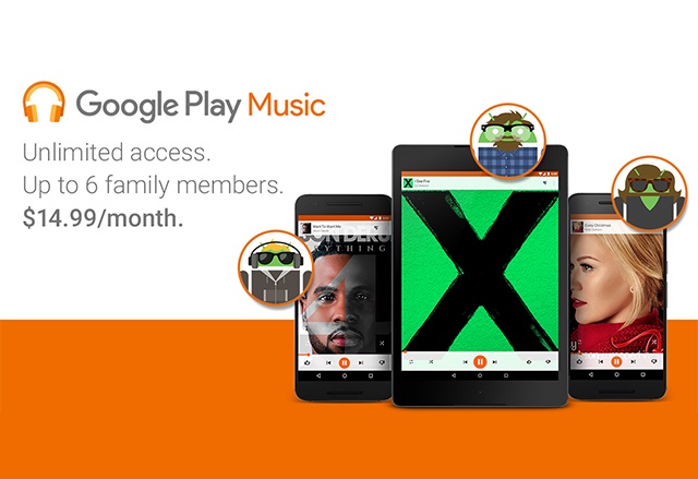 Семейният план на Google Play Music вече достъпен за ползване на цена от 14,99 щатски долара