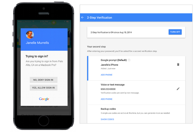 Google Prompt е нов метод за одобряване на искания за вход в Google услугите