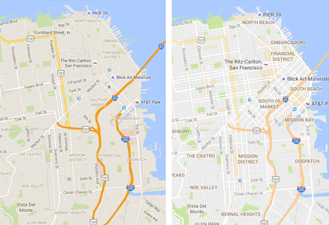 Google Maps актуализация носи по-изчистен вид и нова цветова схема
