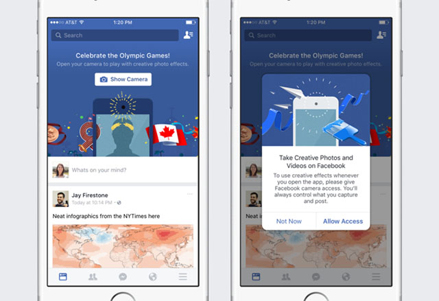 Facebook тества възможност за добавяне филтри и стикери към снимки направени с основното приложение
