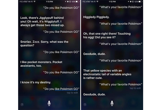 Siri на Apple дава забавни отговори, ако й задавате въпроси за Pokemon GO