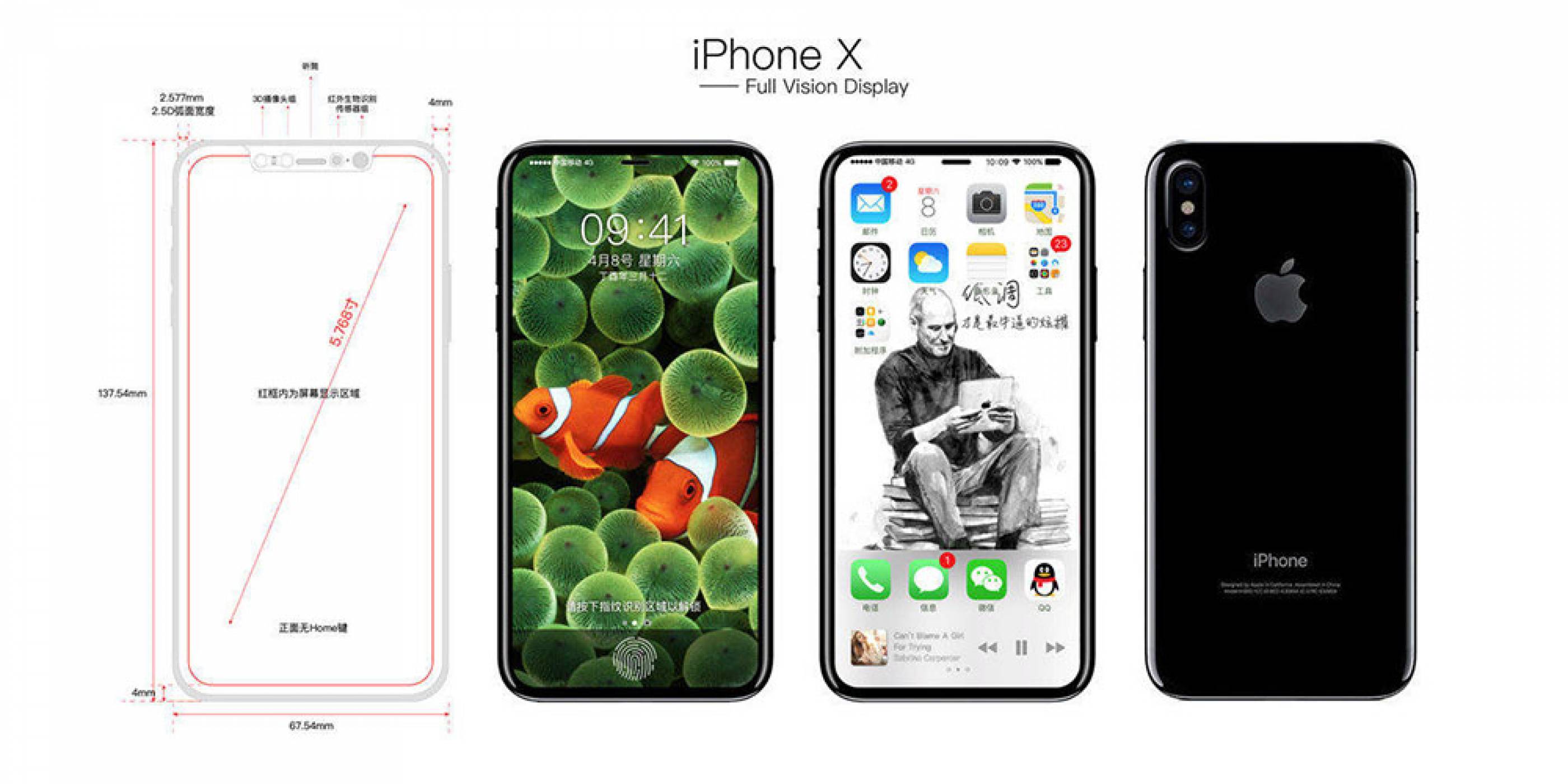 Нова схема на iPhone 8 ни показва екран от край до край и двойна селфи камера