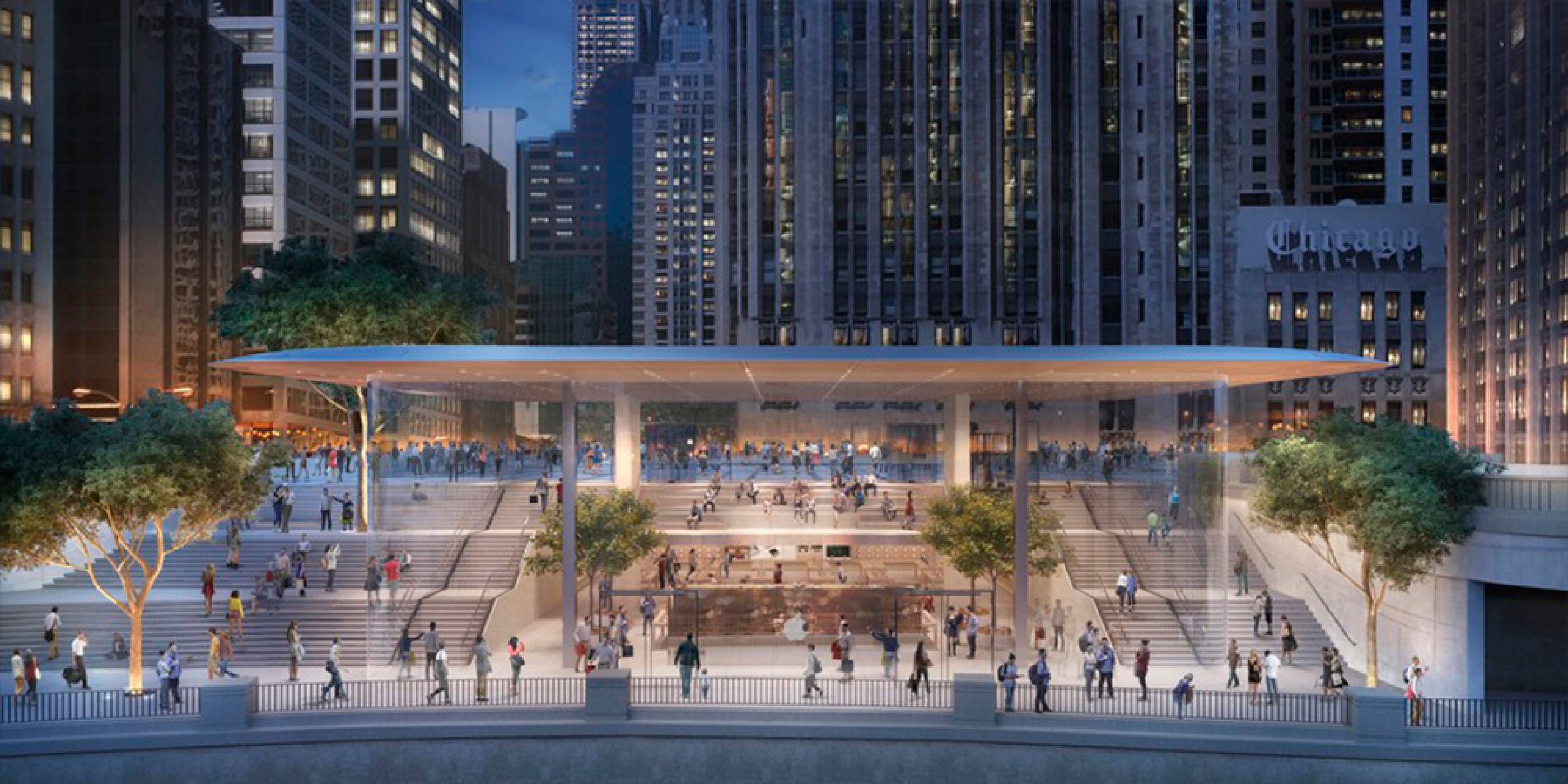 Новият магазин на Apple в Чикаго има за покрив гигантски MacBook Pro