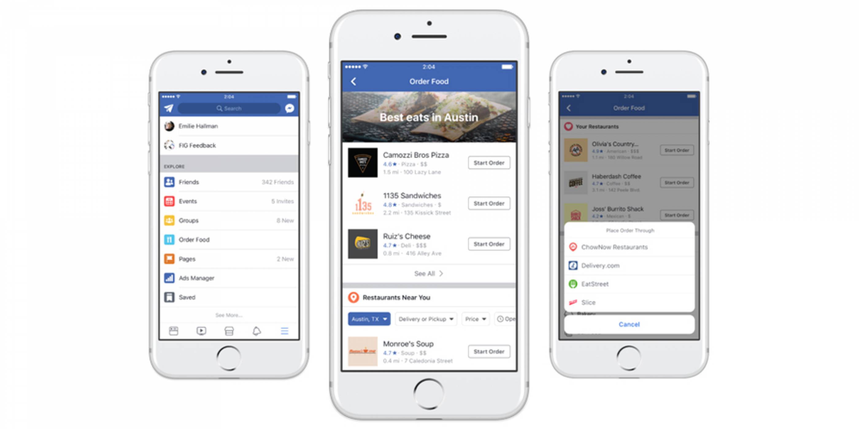 Facebook пусна услуга за поръчка на готова храна в САЩ