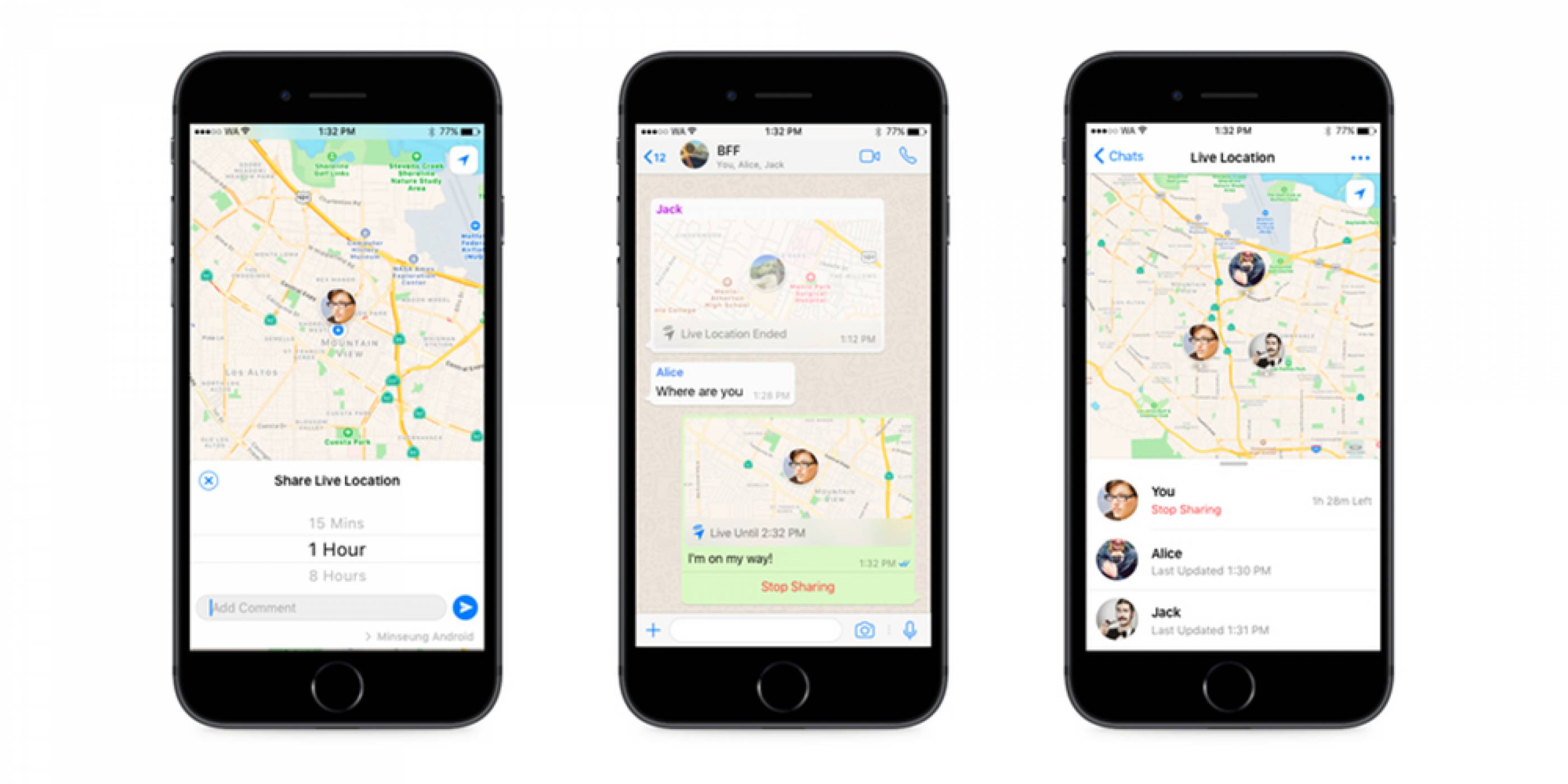 WhatsApp за iOS и Android се сдоби с фунцкия за споделяне на местоположението в реално време