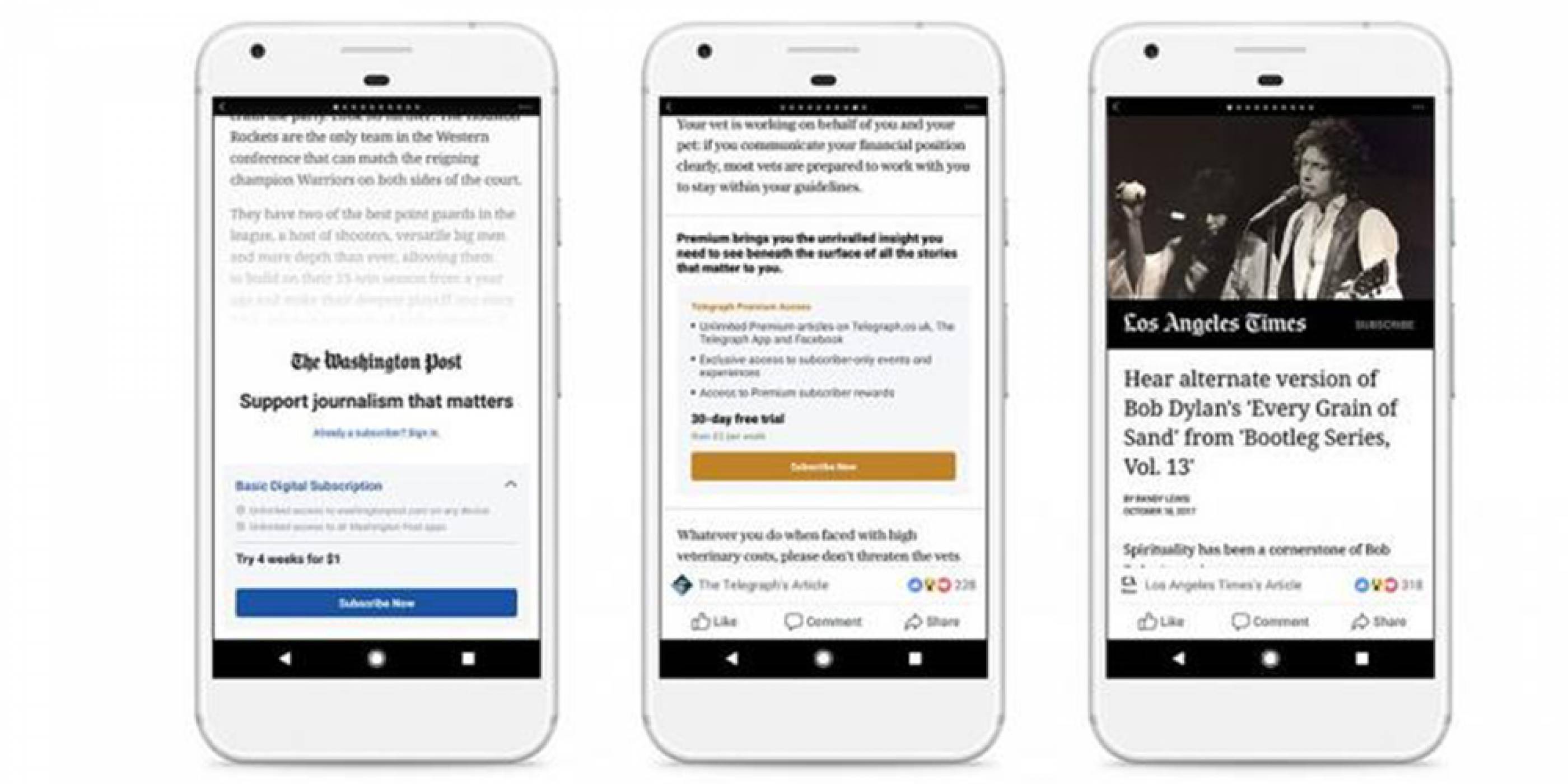  Facebook добавя платени абонаменти за Instant Articles за Android