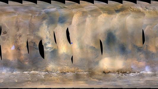 Огромна пясъчна буря се вихри над Марс