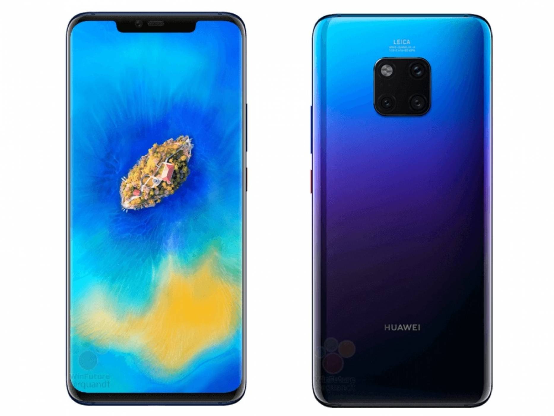 Детайлни пресизображения на Huawei Mate 20 Pro показват една приятна за окото технологична гледка