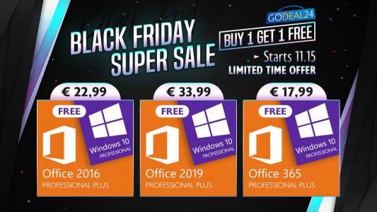 Black Friday супер оферти: Грабнете Windows 10 като безплатен подарък и вземете до 55% намаление на офис софтуер