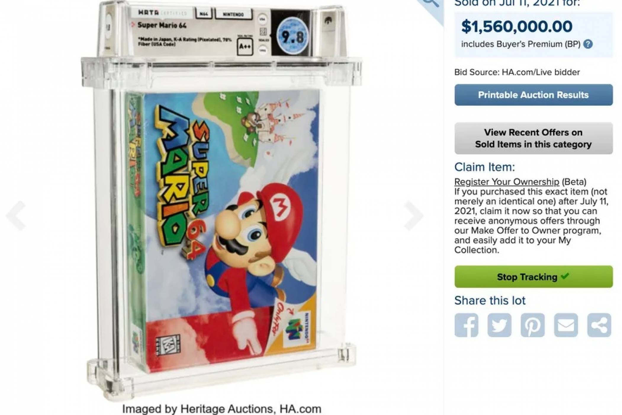 Запечатано копие на Super Mario 64 се продаде за 1.5 млн. долара 