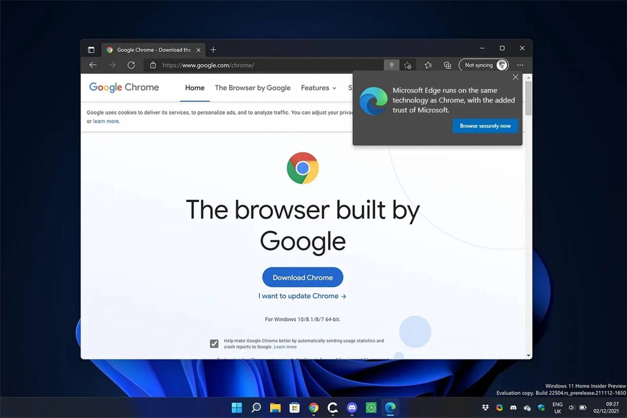 Windows 10 и 11 хапливо ви разубеждават да не инсталирате Chrome
