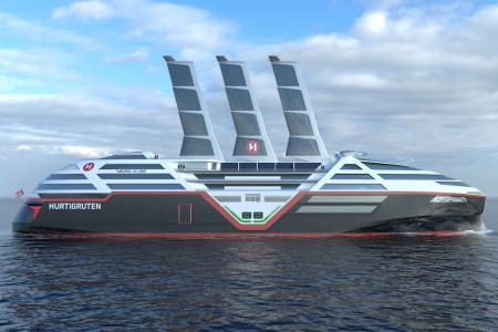 Електрически круизен кораб с нулеви емисии ще покори океана с гигантски слънчеви платна