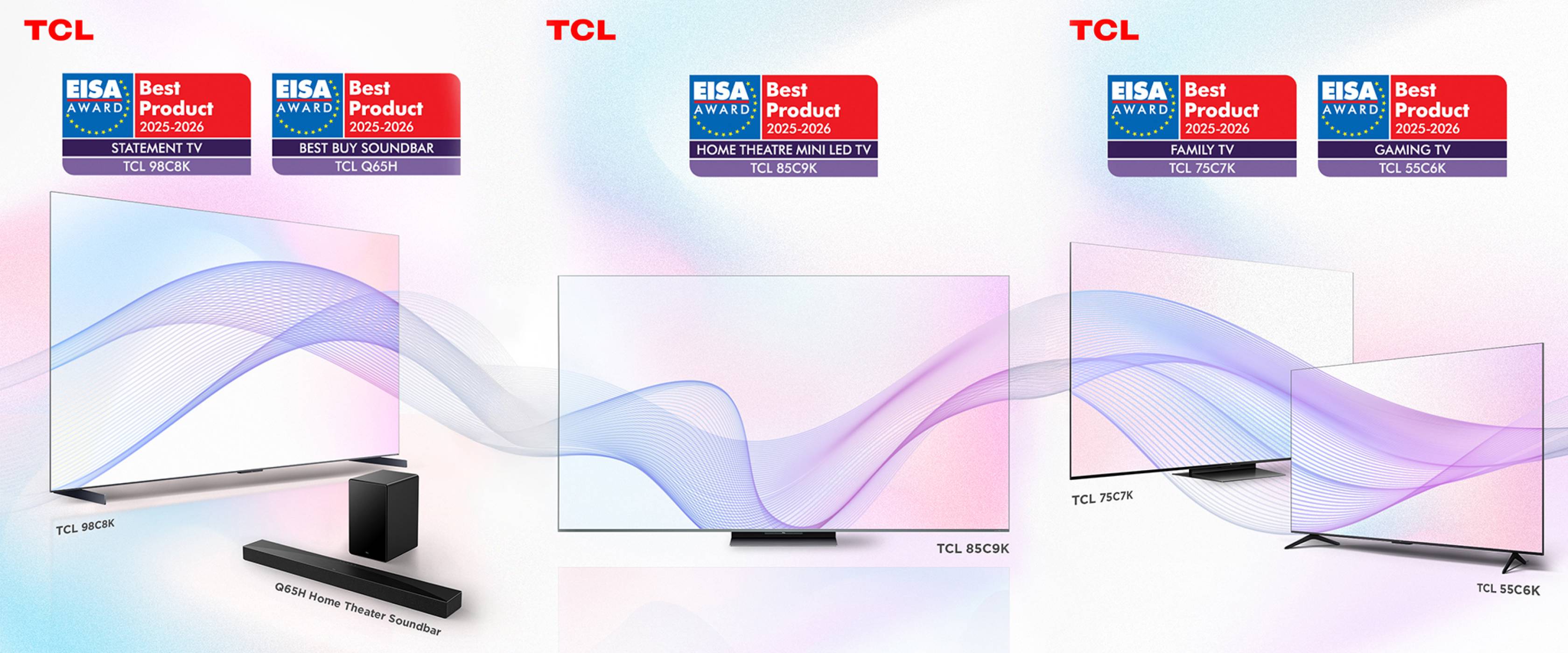 TCL триумфира с пет награди EISA, дефинирайки нови стандарти в големите екрани и QD-Mini LED технологиите